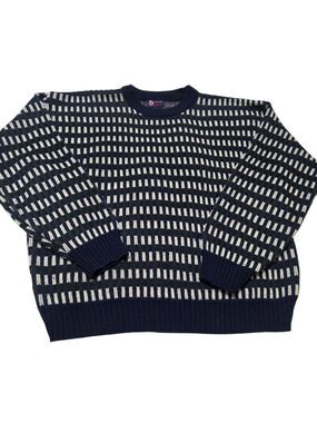 VTG International Trading Company Sweater Men's XL 90s Geometric Pattern Navy B9